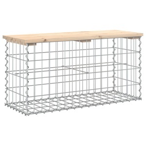 vidaXL, vidaXL Gartenbank aus Gabionen 83x31,5x42 cm Massivholz Kiefer, vidaXL Gartenbank aus Gabionen 83x31,5x42 cm Massivholz Kiefer