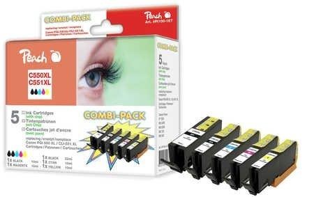 Peach, Peach Spar Pack Tintenpatronen XL-Ergiebigkeit, kompatibel zu Canon PGI-550XL, CLI-551XL, Peach Tintenset Canon PGI-550 / CLI-551 C, M, Y, 2x BK