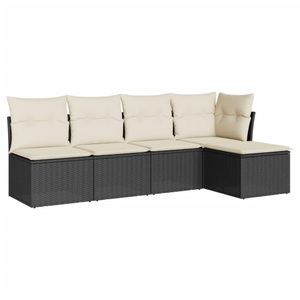 vidaXL, vidaXL 5-tlg. Garten-Sofagarnitur mit Kissen Schwarz Poly Rattan, vidaXL 5-tlg. Garten-Sofagarnitur mit Kissen Schwarz Poly Rattan