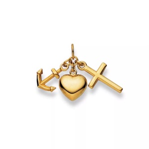 MUAU Schmuck, Anhänger Glaube-liebe-hoffnung Gelbgold 750, 18x28mm Damen Gelbgold ONE SIZE, MUAU Schmuck - Anhänger Glaube-Liebe-Hoffnung Gelbgold 750, 18x28mm, One Size,