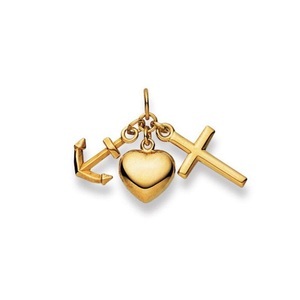 MUAU Schmuck, Anhänger Glaube-liebe-hoffnung Gelbgold 750, 18x28mm Damen Gelbgold ONE SIZE, MUAU Schmuck - Anhänger Glaube-Liebe-Hoffnung Gelbgold 750, 18x28mm, One Size,