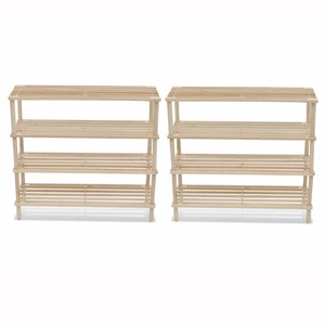 Diverse Hardware, 2x Holz Schuhregal Schuhablage 4 Ablage, vidaXL Schuhregale mit 4 Böden 2 Stk. Massivholz Tanne
