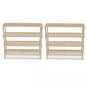 Diverse Hardware, 2x Holz Schuhregal Schuhablage 4 Ablage, vidaXL Schuhregale mit 4 Böden 2 Stk. Massivholz Tanne