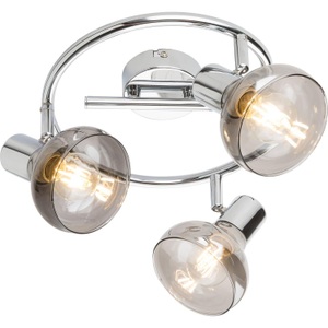 Globo, GLOBO LOTHAR Strahler Chrom, Glas rauch, D:250, H:160, exkl. 3xE14 40W 230V - GLOBO 54, Deckenleuchte Chrom 3xE14 25x25x16