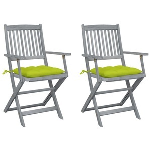 vidaXL, vidaXL Klappbare Gartenstühle 2 Stk. mit Kissen Massivholz Akazie, vidaXL Klappbare Gartenstühle 2 Stk. mit Kissen Massivholz Akazie