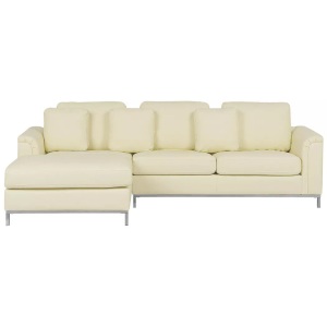 Beliani, Beliani Ecksofa Leder beige rechtsseitig OSLO, Beliani - Rechtsseitiges Ecksofa aus Echtleder Glamourös OSLO, One Size, Pearl