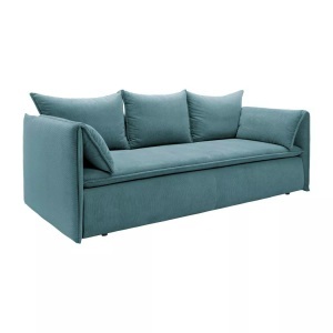 Vente-unique, Vente-unique - Sofa 3-Sitzer - Mit Schlaffunktion - Cord - Blau - TEODORA, One Size, Türkisblau, Vente-unique - Sofa 3-Sitzer - Mit Schlaffunktion - Cord - Blau - TEODORA, One Size, Türkisblau