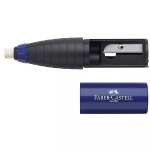FABER-CASTELL AKTIENGESELLSCHAFT, Faber-Castell 184401 Anspitzer, Faber-Castell Radierer-Spitzer Kombi, rot/blau, assortiert, 184401