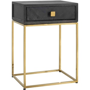 Richmond Interiors, Nachttisch Blackbone schwarz gold 50, Nachttisch Blackbone schwarz gold 50