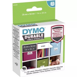 Dymo, DYMO LabelWriter Hochleistungs-Etiketten, permanent, 25 x 54 mm, 1 x 100 Stück, LabelWriter ORIGINAL Hochleistungsetiketten 25x54mm, 1 Rolle mit 160 Etiketten