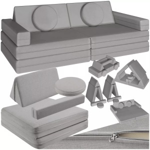TecTake, Tectake - Spielsofa Lilly, 8-teilig, mit Schlaffunktion, 120cm, Grau, Tectake - Spielsofa Lilly, 8-teilig, mit Schlaffunktion, 120cm, Grau