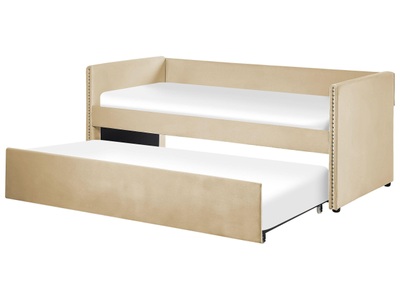 Beliani, Bett mit Lattenrost aus Samtstoff Glamourös TROYES Bett mit Lattenrost aus Samtstoff Glamourös TROYES