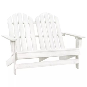vidaXL, vidaXL 2-Sitzer Adirondack-Gartenbank Massivholz Tanne Weiß, vidaXL 2-Sitzer Adirondack-Gartenbank Massivholz Tanne Weiß