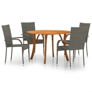 vidaXL, vidaXL 5-tlg. Garten-Essgruppe Grau, 