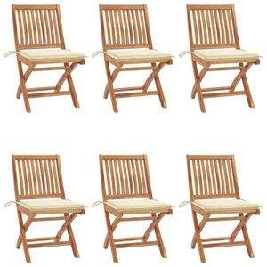 vidaXL, vidaXL Klappbare Gartenstühle mit Kissen 6 Stk. Massivholz Teak