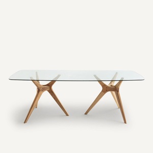 AM.PM, Rechteckiger Esstisch Maricielo aus Glas/Eiche, AM.PM - Rechteckiger Tisch Glas/Eiche Maricielo, 8P, Braun