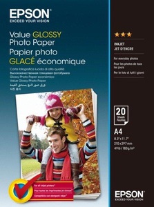 Epson, Epson Value Glossy Photo Paper - A4 - 20 Blätter, Epson Value Photo Paper, A4, InkJet, 183g, S400035, (20 Blatt)