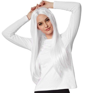 TecTake, Perücke Lange Haare glatt Weiss, Tectake - Perücke Lange Haare glatt, One Size, Weiss