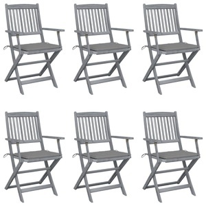vidaXL, vidaXL Klappbare Gartenstühle 6 Stk. mit Sitzkissen Massivholz Akazie