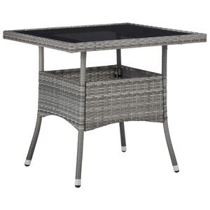 Diverse Hardware, Garten-Esstisch Grau Poly Rattan und Glas