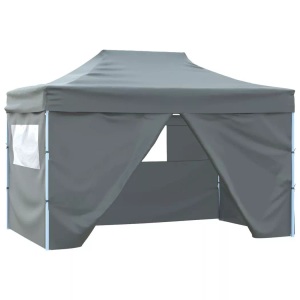 vidaXL, vidaXL Profi-Partyzelt Faltbar mit 4 Seitenwänden 3×4m Stahl Anthrazit, vidaXL Profi-Partyzelt Faltbar mit 4 Seitenwänden 3×4m Stahl Anthrazit