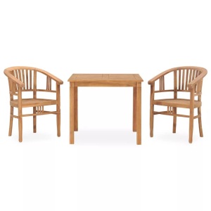 vidaXL, vidaXL 3-tlg. Garten-Essgruppe Teak Massivholz, vidaXL 3-tlg. Garten-Essgruppe Teak Massivholz