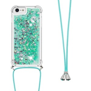 Cover-Discount, iPhone SE 8 7 - Glitzer Hülle mit Umhängeband, Cover-Discount - iPhone SE / 8 7 Glitzer Hülle mit Umhängeband, Weiss Bunt