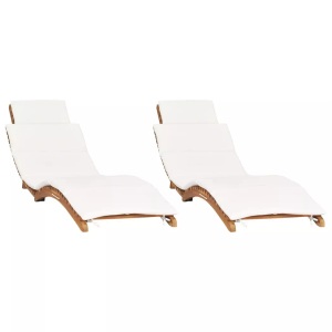 vidaXL, vidaXL Sonnenliegen 2 Stk. mit Auflagen Massivholz Teak, vidaXL Sonnenliegen 2 Stk. mit Auflagen Massivholz Teak