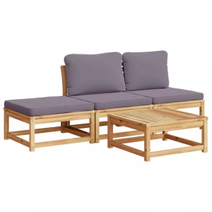 vidaXL, vidaXL 4-tlg. Garten-Lounge-Set mit Kissen Massivholz Akazie, vidaXL 4-tlg. Garten-Lounge-Set mit Kissen Massivholz Akazie