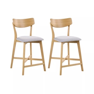 Beliani, Beliani - Set mit 2 Barstühlen aus Gummibaumholz  HOPE, One Size, Braun Medium