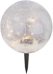 Globo, Kugelförmige Solar-Dekoleuchte Nurel 19,5 cm, Globo Solarleuchte , Schwarz Klar , Klar , Glas , 29 cm , mit Schalter , 004558607601