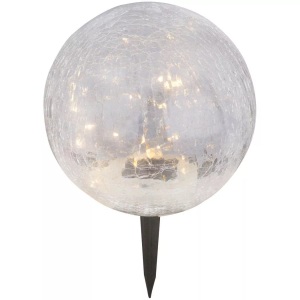 Globo, Kugelförmige Solar-Dekoleuchte Nurel 19,5 cm, Globo Solarleuchte , Schwarz Klar , Klar , Glas , 29 cm , mit Schalter , 004558607601