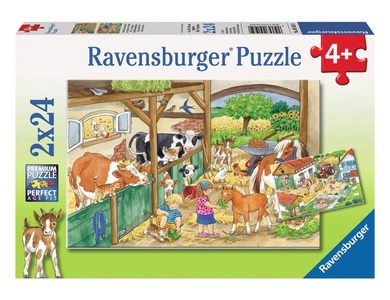 Ravensburger, RAVENSBURGER Puzzle 2x24 Teile Fröhliches Landleben, Ravensburger Puzzle: Fröhliches Landleben