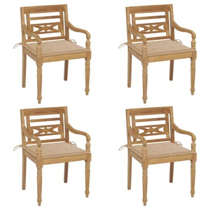 vidaXL, vidaXL Batavia-Stühle mit Kissen 4 Stk. Massivholz Teak