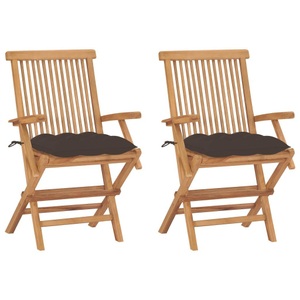 vidaXL, vidaXL Gartenstühle mit Taupe Kissen 2 Stk. Massivholz Teak