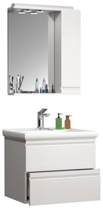 VCM, 3-tlg. Waschplatz Waschtisch 60 cm Badmöbel Set Waschbecken grifflose Schublade Spiegelschrank Silora L 3-tlg. Waschplatz Waschtisch 60 cm Badmöbel Set Waschbecken grifflose Schublade Spiegelschrank Silora L, VCM - 3-tlg. Waschplatz Waschtisch 60 cm Badmöbel Set Waschbecken grifflose Schublade Spiegelschrank Silora L, cm, Weiss