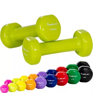 Movit, Profi Vinyl Hanteln 2er Set Unisex Limone 0.5KG, 