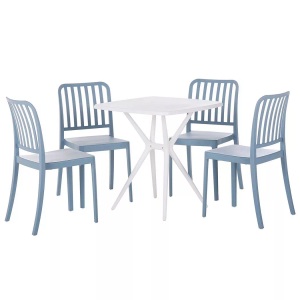 Beliani, Beliani Gartenmöbel Set Kunststoff blau / weiss 4-Sitzer SERSALE Gartenlounge, Beliani - Garten-Essgruppe für 4 Personen aus SMC-Kunststoff Modern SERSALE, One Size, Weiss Bunt