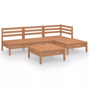 vidaXL, vidaXL 5-tlg. Garten-Lounge-Set Massivholz Kiefer Honigbraun