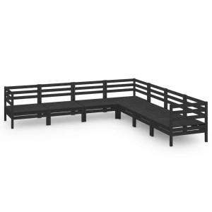 vidaXL, vidaXL 7-tlg. Garten-Lounge-Set Massivholz Kiefer Schwarz