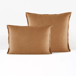 LA REDOUTE INTERIEURS, Kissen- und Nackenrollenbezug Linot aus vorgewaschenem Leinen Kissen- und Nackenrollenbezug Linot aus vorgewaschenem Leinen, La Redoute Intérieurs - Kissen- und Nackenrollenbezug Linot aus vorgewaschenem Leinen, 80X80CM, Braun