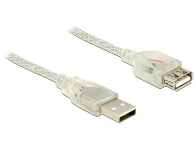 Delock, Delock USB 2.0 Verlängerungskabel [1x USB 2.0 Stecker A - 1x USB 2.0 Buchse A] 3 m Transparent mit Ferritkern, Delock USB 2.0-Verlängerungskabel USB A - USB A 3 m