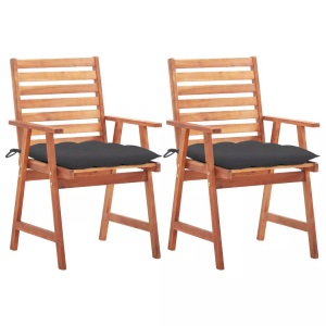 vidaXL, vidaXL Garten-Essstühle 2 Stk. mit Kissen Massivholz Akazie, vidaXL Garten-Essstühle 2 Stk. mit Kissen Massivholz Akazie
