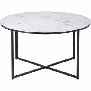 mutoni casual, Couchtisch Marmor weiss schwarz rund 80x80, SalesFever Couchtisch, Tischplatte in Marmoroptik