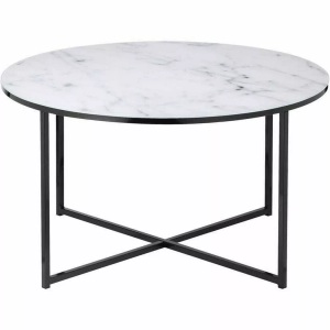 mutoni casual, Couchtisch Marmor weiss schwarz rund 80x80, SalesFever Couchtisch, Tischplatte in Marmoroptik