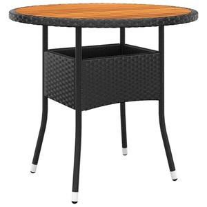 vidaXL, vidaXL Gartentisch Ø80x75 cm Akazienholz und Poly Rattan Schwarz