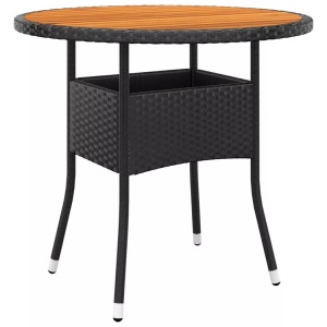 vidaXL, vidaXL Gartentisch Ø80x75 cm Akazienholz und Poly Rattan Schwarz