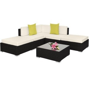 TecTake, Rattan Lounge mit Aluminiumgestell Paris Rattan Lounge mit Aluminiumgestell Paris, Tectake - Rattan Lounge mit Aluminiumgestell Paris, One Size, Schwarz