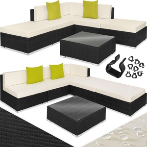TecTake, Rattan Lounge mit Aluminiumgestell Paris Rattan Lounge mit Aluminiumgestell Paris, Tectake - Rattan Lounge mit Aluminiumgestell Paris, One Size, Schwarz