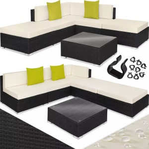 TecTake, Rattan Lounge mit Aluminiumgestell Paris Rattan Lounge mit Aluminiumgestell Paris, Tectake - Rattan Lounge mit Aluminiumgestell Paris, One Size, Schwarz